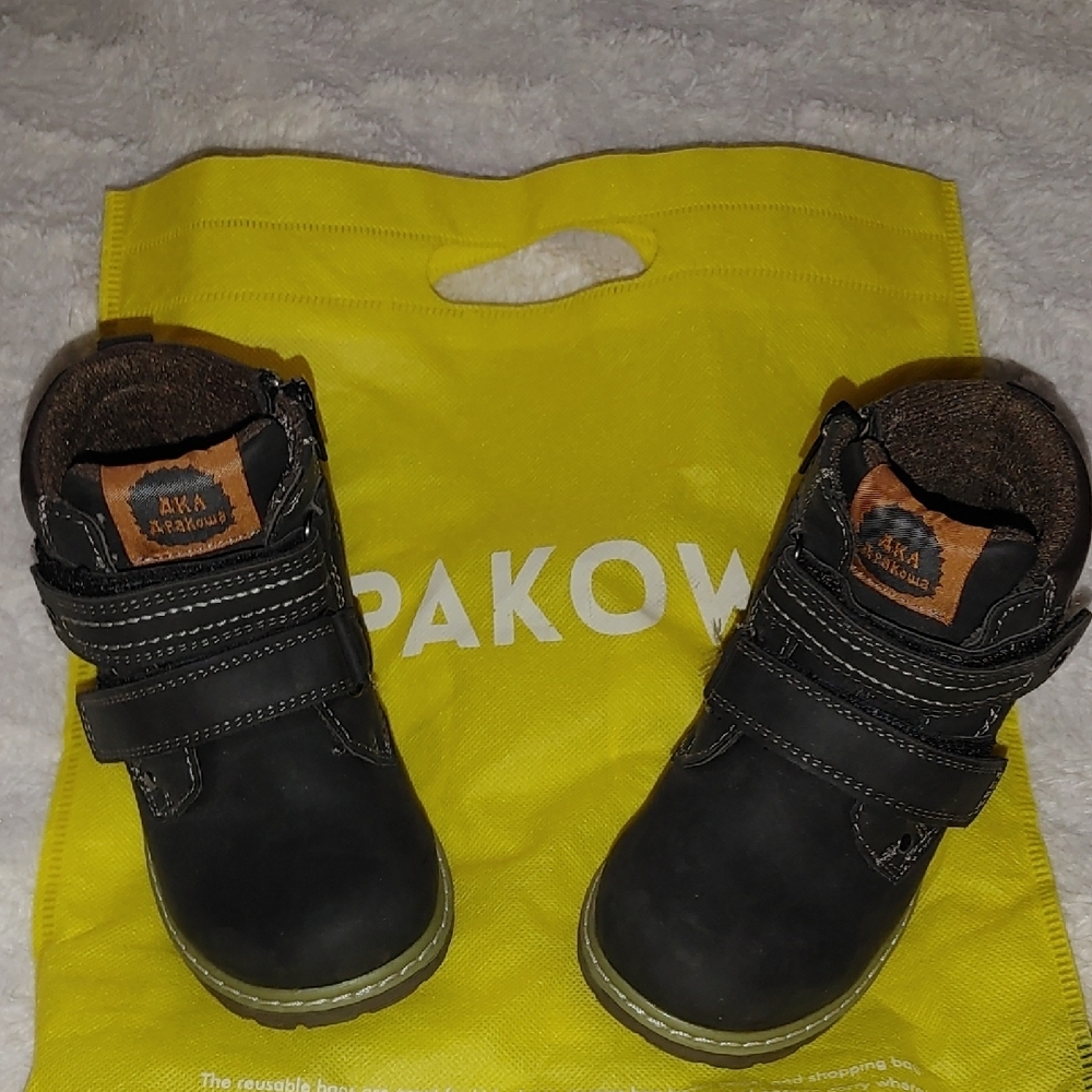 Kids Black Leather Boots